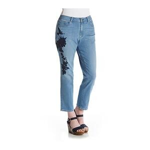 Vintage America Blues Womens Gratia Bestie Boyfriend Jeans Embroidered Floral 4